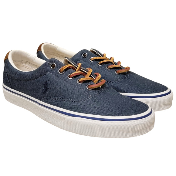 Polo Ralph Lauren Keaton Pony Low Top Sneaker Size US 10D Denim Blue Chambray - Picture 1 of 5